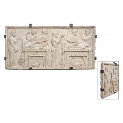 Italian Carved Marble Bas Relief Frieze