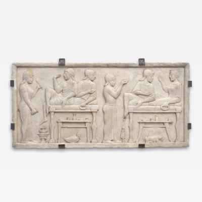 Italian Carved Marble Bas Relief Frieze