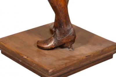 Italian Carved Walnut Torchere Of A Standing Boy Holding A Torch