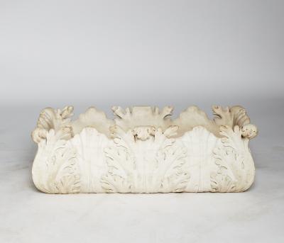 Italian Carved White Marble Jardini re with Acanthus Leaves