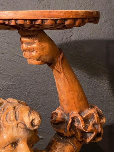 Italian Carved Wood Figural Card Stand Receiver Late 18th Century