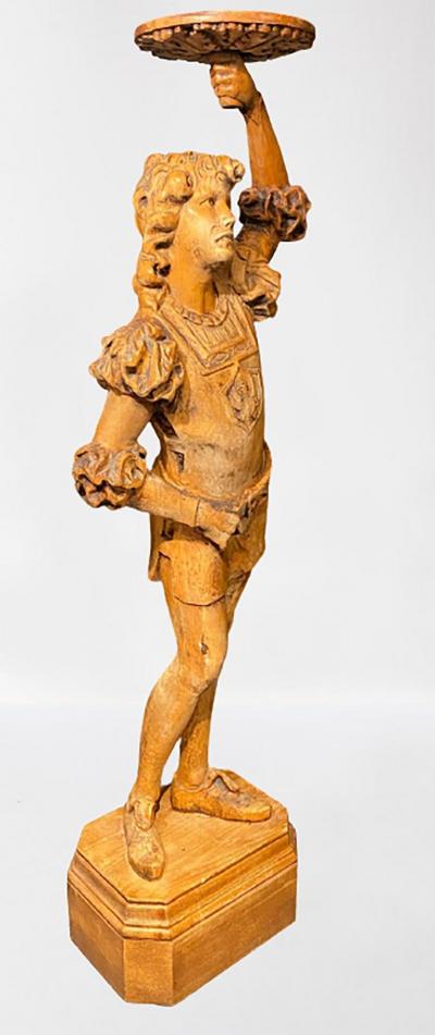 Italian Carved Wood Figural Card Stand Receiver Late 18th Century