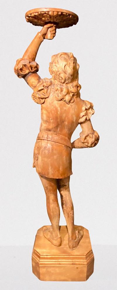 Italian Carved Wood Figural Card Stand Receiver Late 18th Century