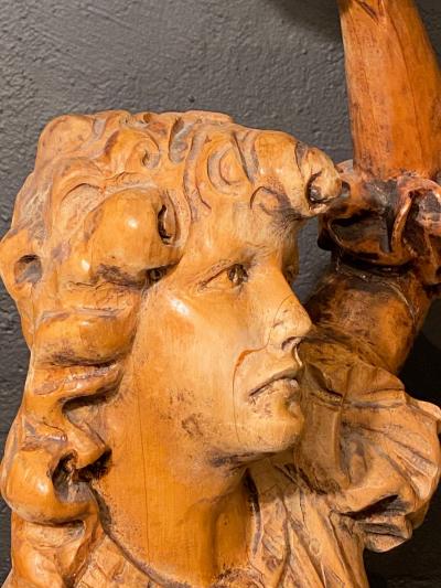 Italian Carved Wood Figural Card Stand Receiver Late 18th Century