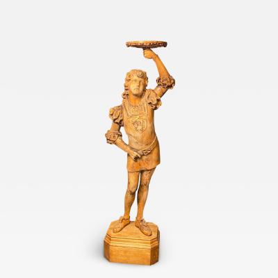 Italian Carved Wood Figural Card Stand Receiver Late 18th Century
