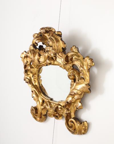 Italian Carved and Gilded Baroque Cartouche Mirror circa 1680