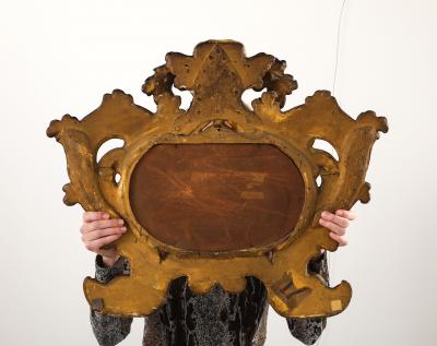 Italian Carved and Gilded Baroque Cartouche Mirror circa 1680
