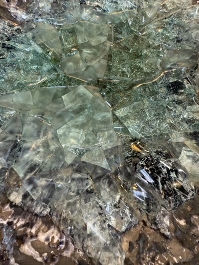 Italian Cast Glass and Textured Metal Centerpiece Bowl 1970s