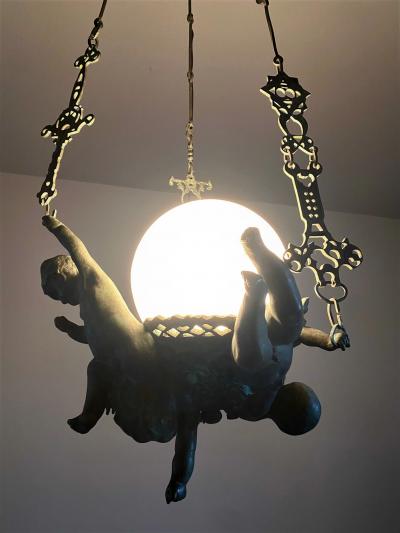 Italian Ceiling Light in Bronze