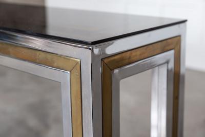 Italian Chrome Brass Glass Console Table