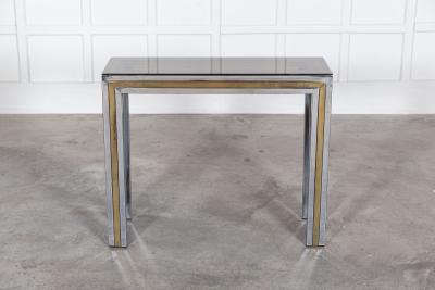 Italian Chrome Brass Glass Console Table