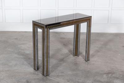 Italian Chrome Brass Glass Console Table