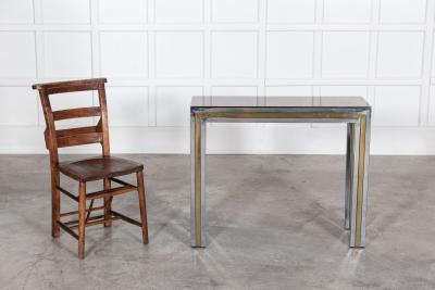 Italian Chrome Brass Glass Console Table