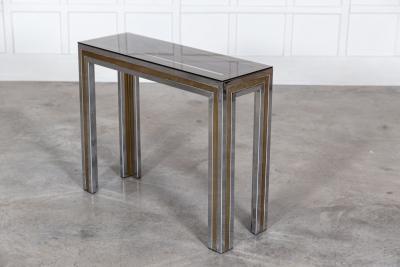 Italian Chrome Brass Glass Console Table