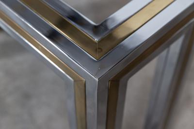 Italian Chrome Brass Glass Console Table