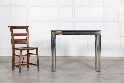 Italian Chrome Brass Glass Console Table