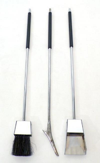 Italian Chrome Plated Fireplace Tool Set