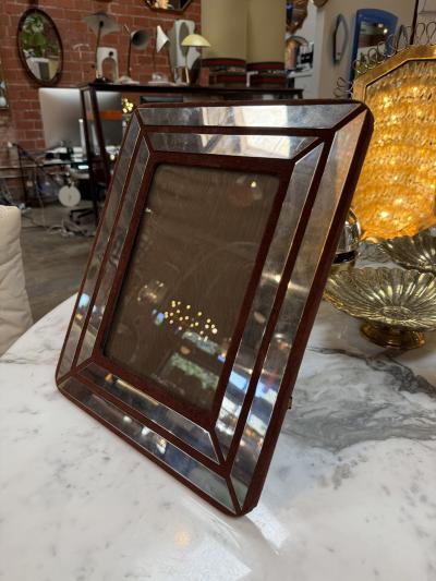 Italian Chrome and Burgundy Suede Picture Frame 1970s