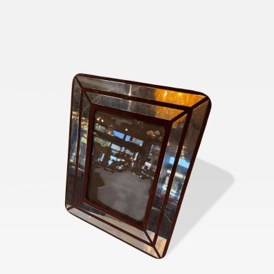 Italian Chrome and Burgundy Suede Picture Frame 1970s