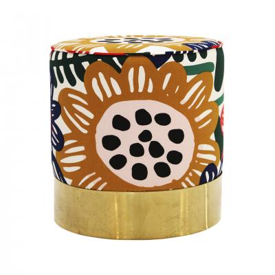 Italian Circular Floral Patterned Ottomans 1960 Set of 2