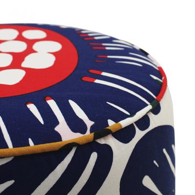 Italian Circular Floral Patterned Ottomans 1960 Set of 2