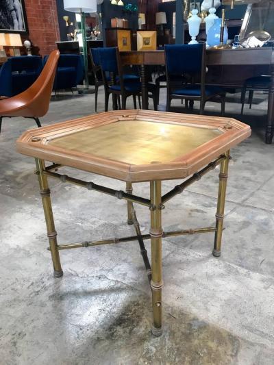 Italian Coffee Table or Side Table in Brass and Wood