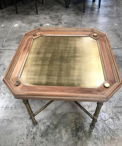 Italian Coffee Table or Side Table in Brass and Wood