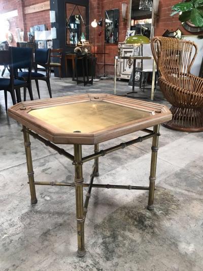 Italian Coffee Table or Side Table in Brass and Wood