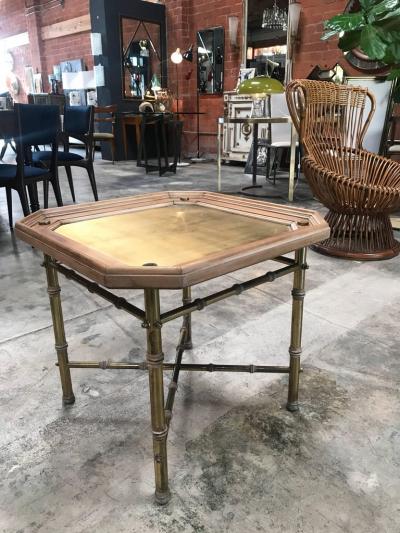 Italian Coffee Table or Side Table in Brass and Wood