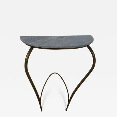 Italian Console Table with Marble Top and Brass Base 1950s