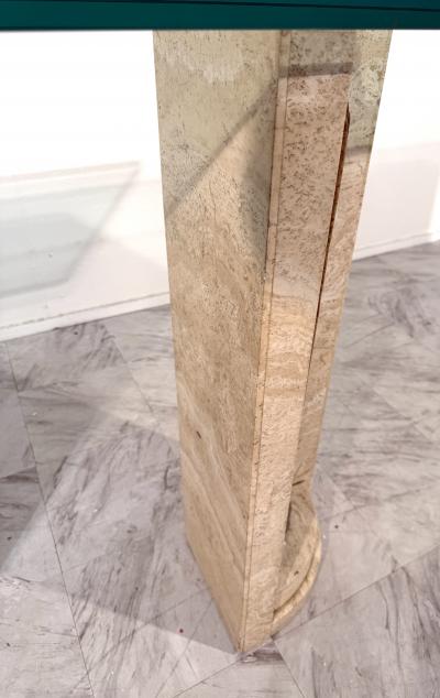 Italian Console Table with Travertine Base and Ancient Column Fragment