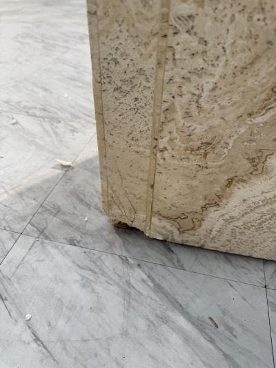 Italian Console Table with Travertine Base and Ancient Column Fragment