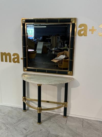 Italian Console with Mirror Lacquered Dark Green