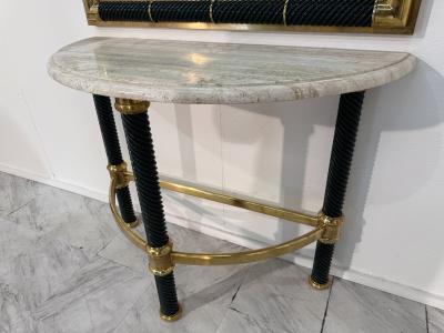 Italian Console with Mirror Lacquered Dark Green