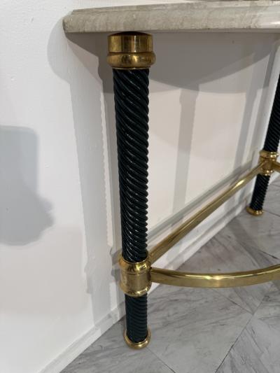 Italian Console with Mirror Lacquered Dark Green