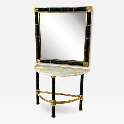Italian Console with Mirror Lacquered Dark Green