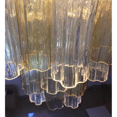 Italian Contemporary Amber Crystal Clear Murano Glass Tronchi Star Chandelier