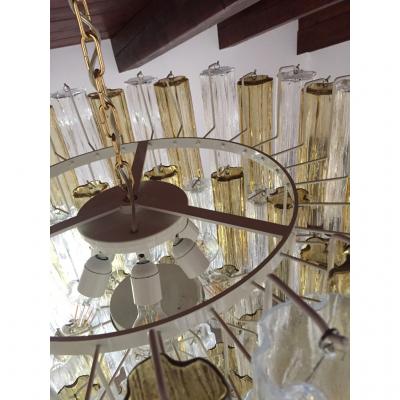 Italian Contemporary Amber Crystal Clear Murano Glass Tronchi Star Chandelier