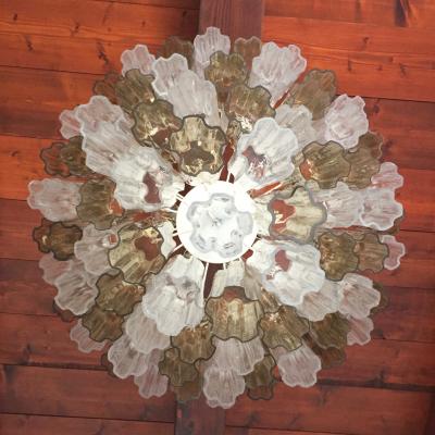 Italian Contemporary Amber Crystal Clear Murano Glass Tronchi Star Chandelier