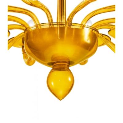 Italian Contemporary Amber Murano Style Glass Chandelier
