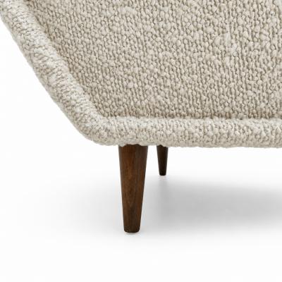 Italian Contemporary Armchairs Upholstered in Ivory Wool and Wooden Legs