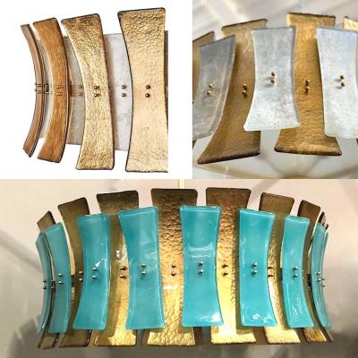 Italian Contemporary Art Deco Design White Frosted Murano Glass Drum Chandelier