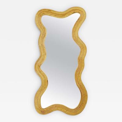 Italian Contemporary Bamboo Wall Mirror