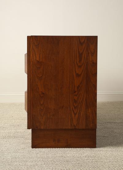 Italian Contemporary Brutalist Style Carved Oak Two Door Cabinet