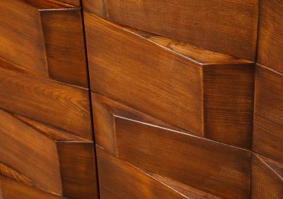 Italian Contemporary Brutalist Style Carved Oak Two Door Cabinet