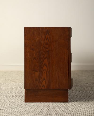 Italian Contemporary Brutalist Style Carved Oak Two Door Cabinet