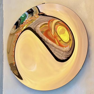 Italian Contemporary Concave and Curved Rose Gold Mirror