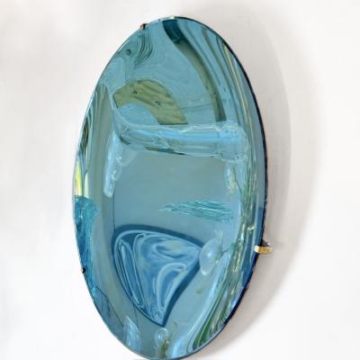 Italian Contemporary Large Concave and Curved Blu Mirror