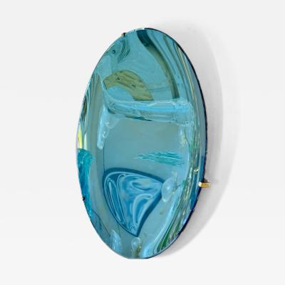 Italian Contemporary Large Concave and Curved Blu Mirror