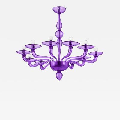 Italian Contemporary Violet Murano Style Glass Chandelier